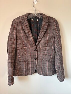 H&M L.O.G.G Glen Plaid Tweed Blazer with Ornate Floral Satin Lining Small S 4